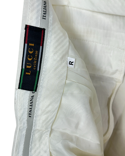 Lucci Collezione White Pleated Dress Pants - Men's 40W