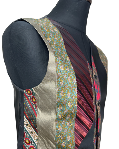 Retied Unisex Upcycled Neckties Vest Medium