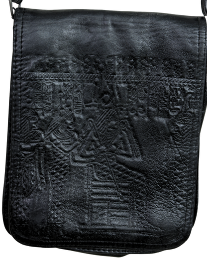 Vintage Embossed Pharaonic Genuine Leather Crossbody Bag