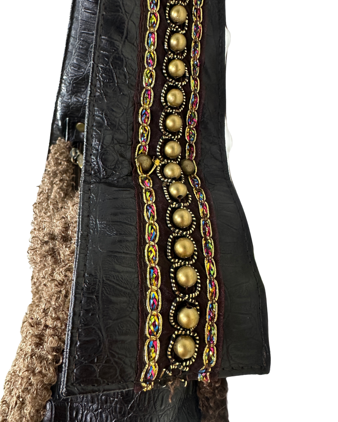 Aolee Teddy Gem Embellished Genuine Leather Bag