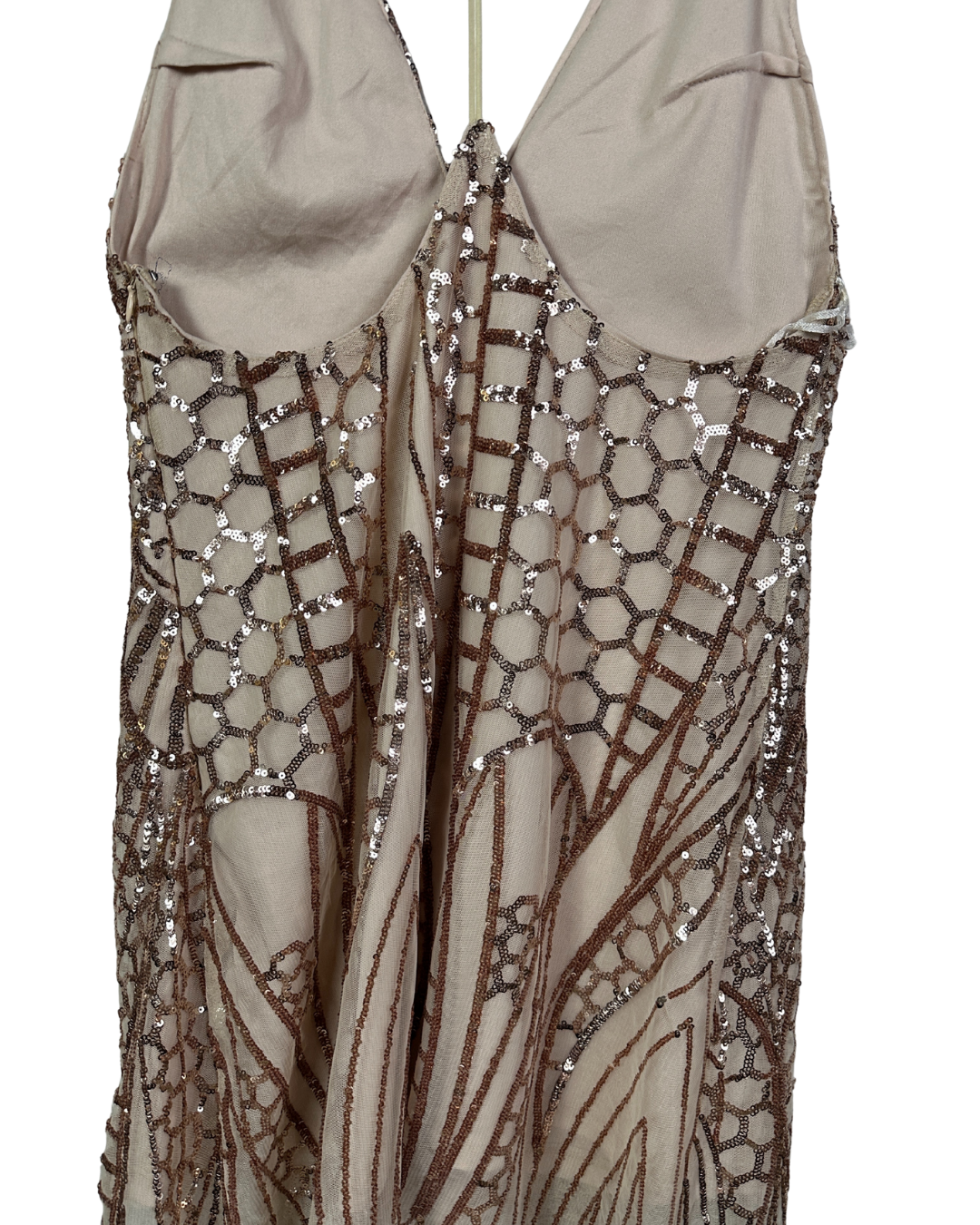 Love Triangle Sequin Embellished Cami Rose Gold Dress