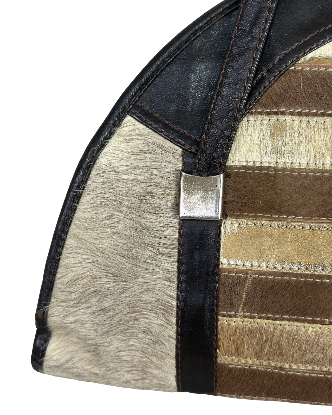 Vintage Hair-On Cowhide Striped Half-Moon Bag