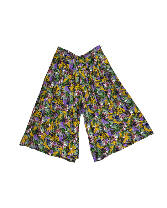 Vintage C&A Tropical Floral Wide-Leg Culottes (L)