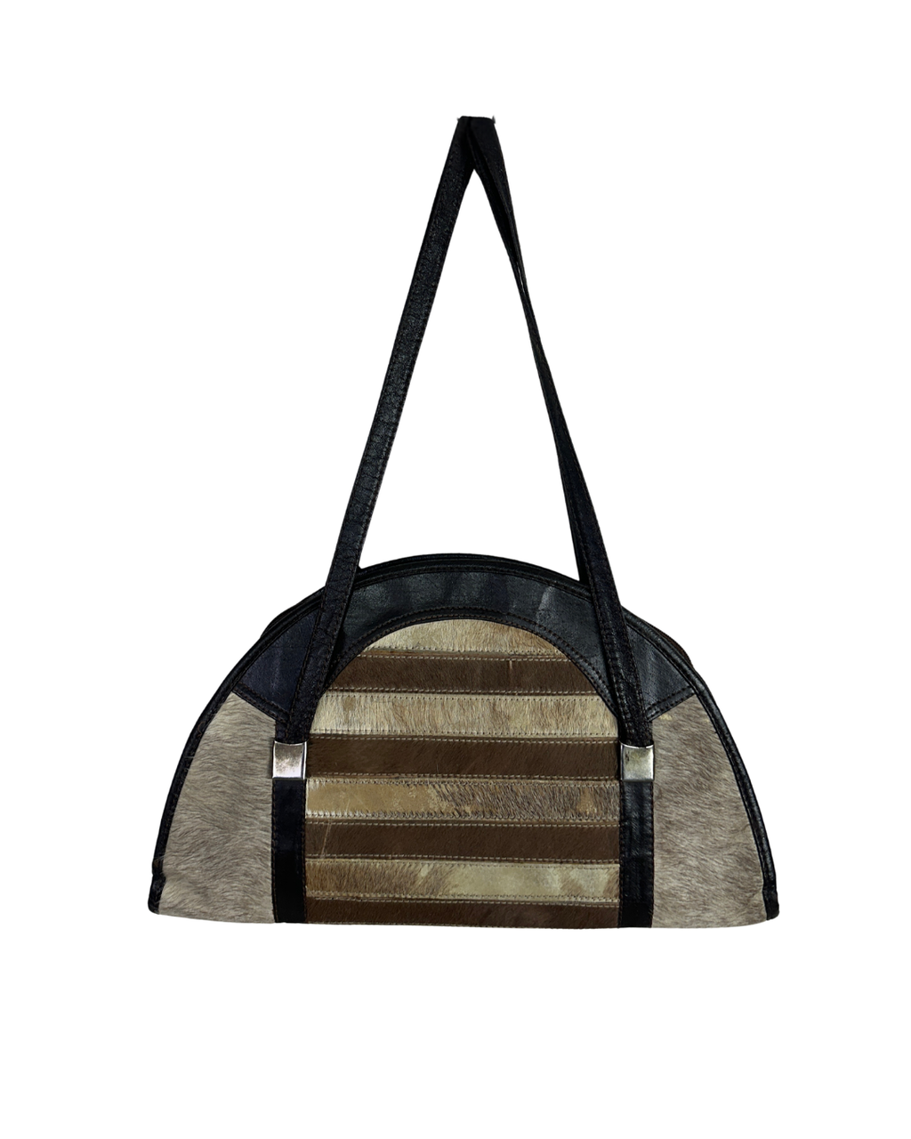 Vintage Hair-On Cowhide Striped Half-Moon Bag