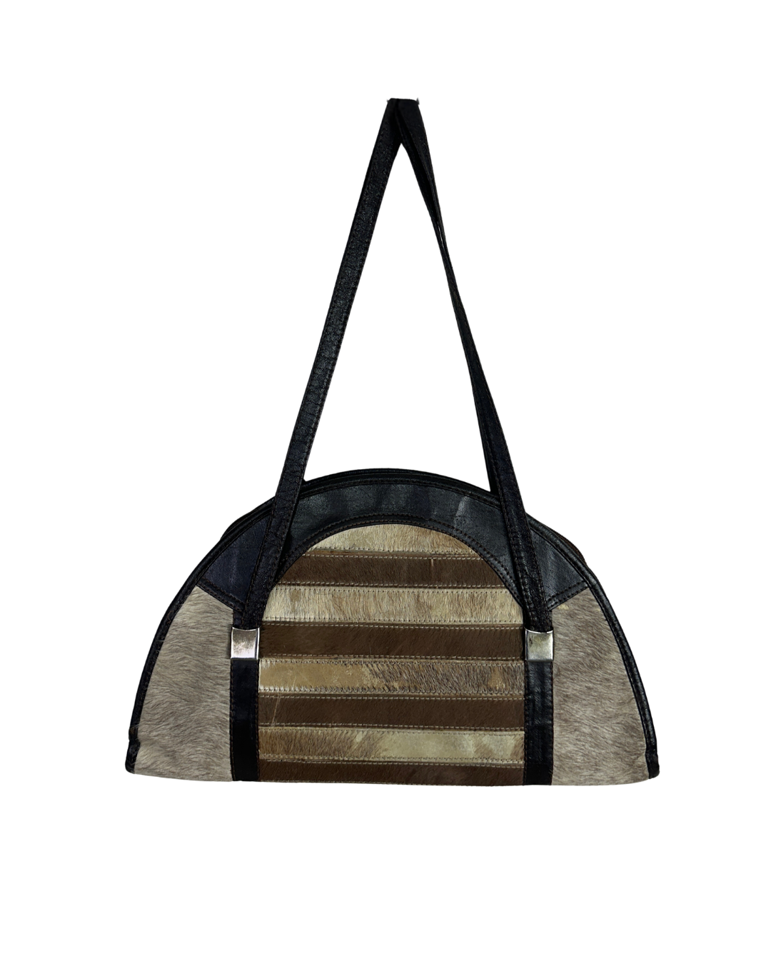 Vintage Hair-On Cowhide Striped Half-Moon Bag