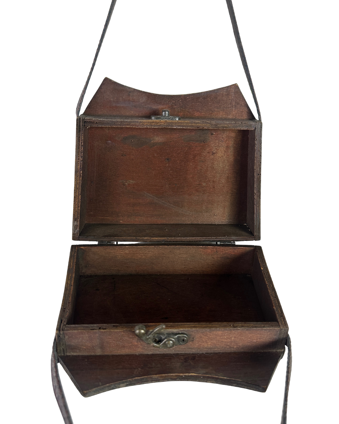 Vintage 70s Handcrafted Wooden Folk Art Shoulder Bag