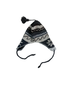 Black and Grey Geometric Nordic Earflap Beanie
