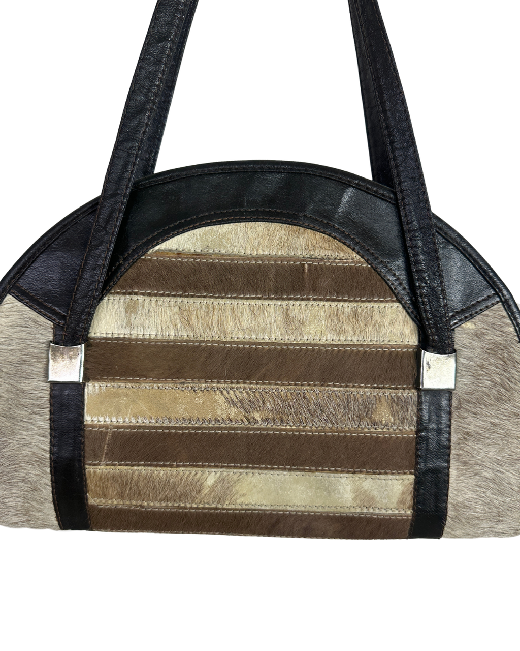 Vintage Hair-On Cowhide Striped Half-Moon Bag