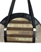 Vintage Hair-On Cowhide Striped Half-Moon Bag