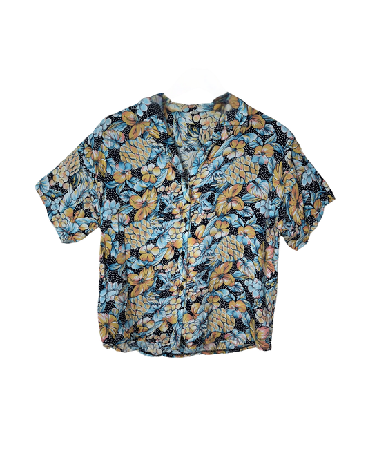 Vintage Floral Blouse - Women's Large