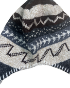 Black and Grey Geometric Nordic Earflap Beanie