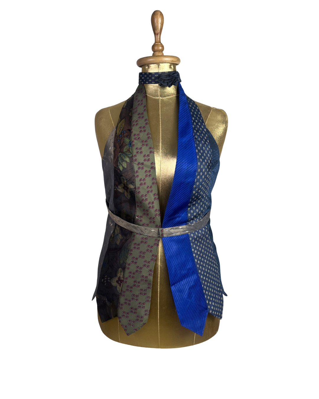 Handmade Upcycled Halter Corset-Back Vest Top  & Choker