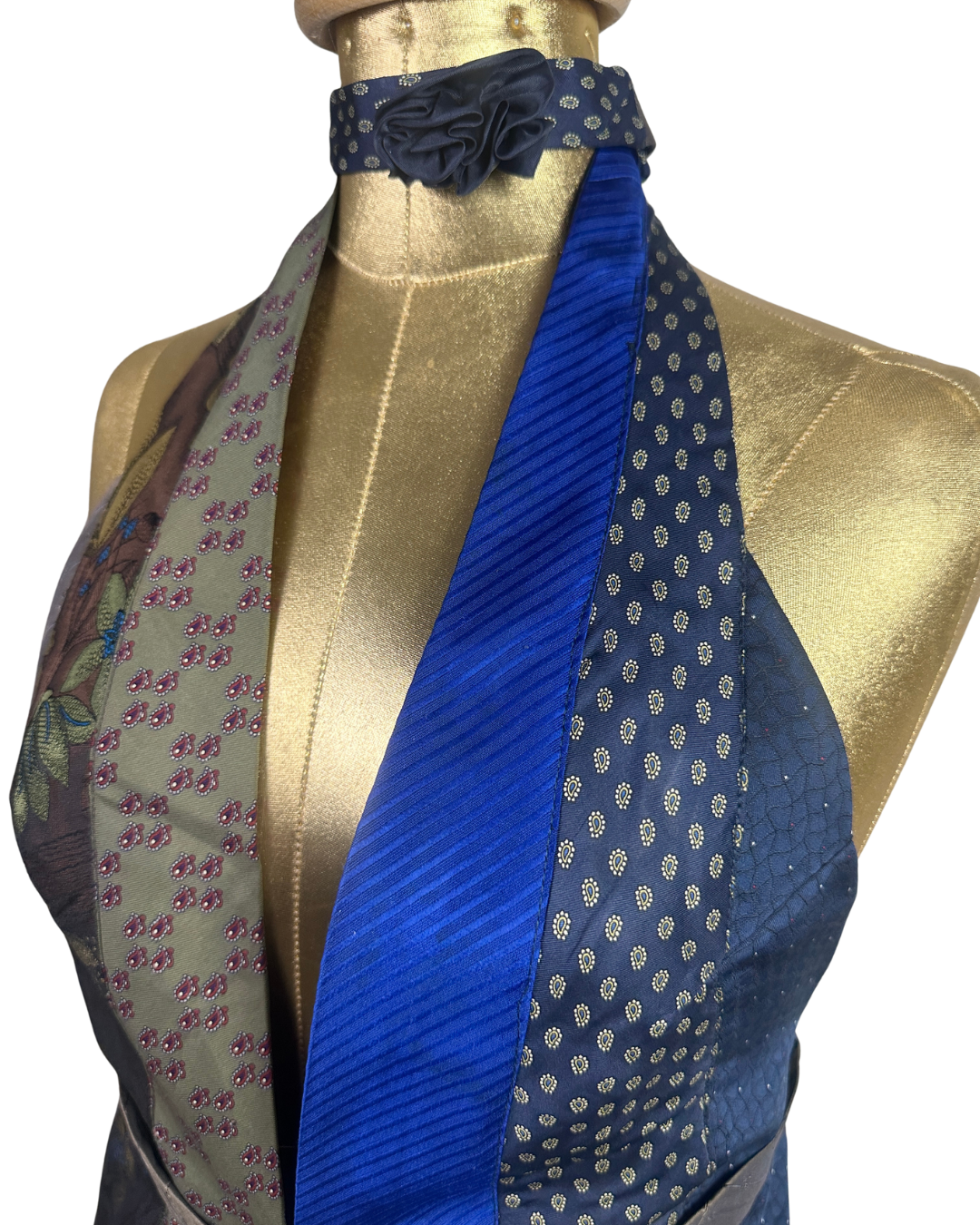 Handmade Upcycled Halter Corset-Back Vest Top  & Choker