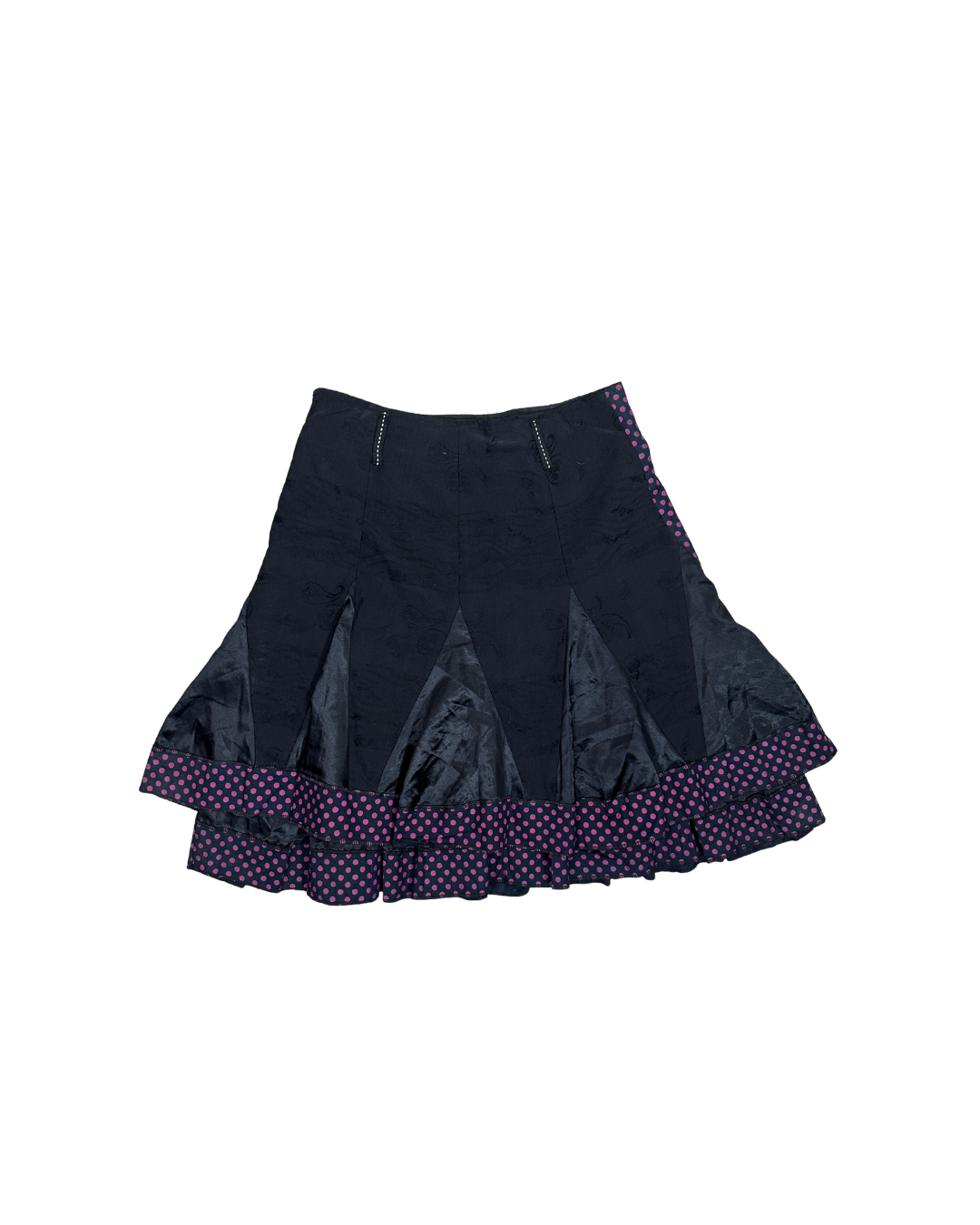 Vintage Polka Dot Paneled Skirt w/ Satin Inserts