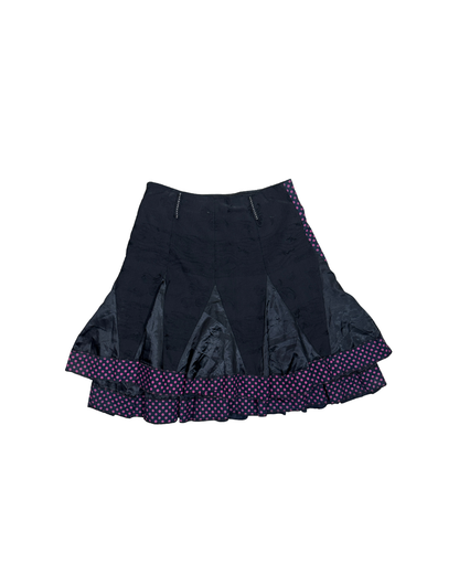 Vintage Polka Dot Paneled Skirt w/ Satin Inserts