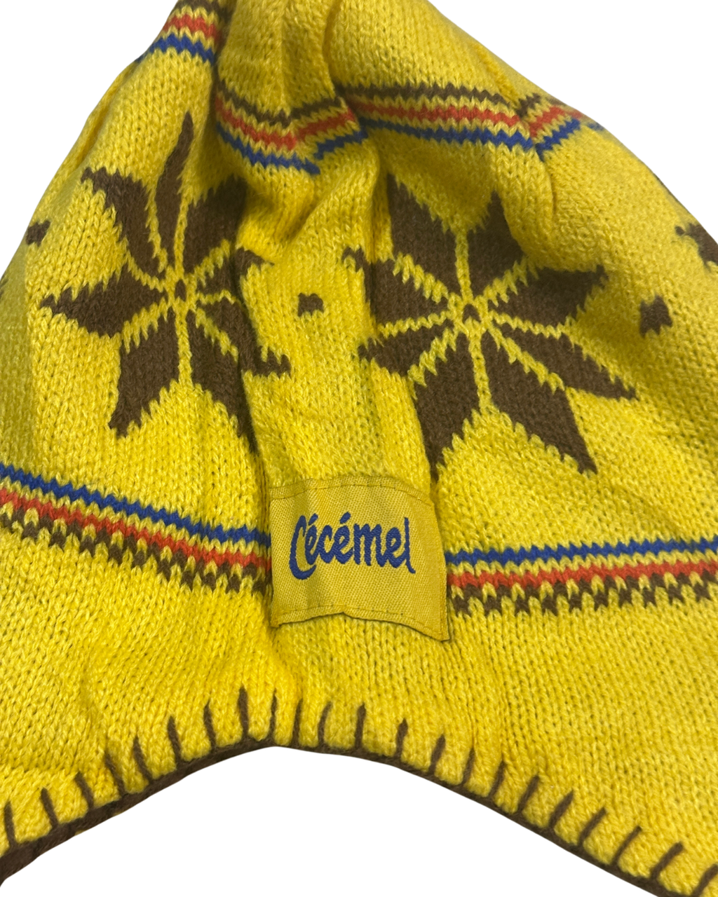 Yellow Cécémel Nordic Snowflake Earflap Beanie