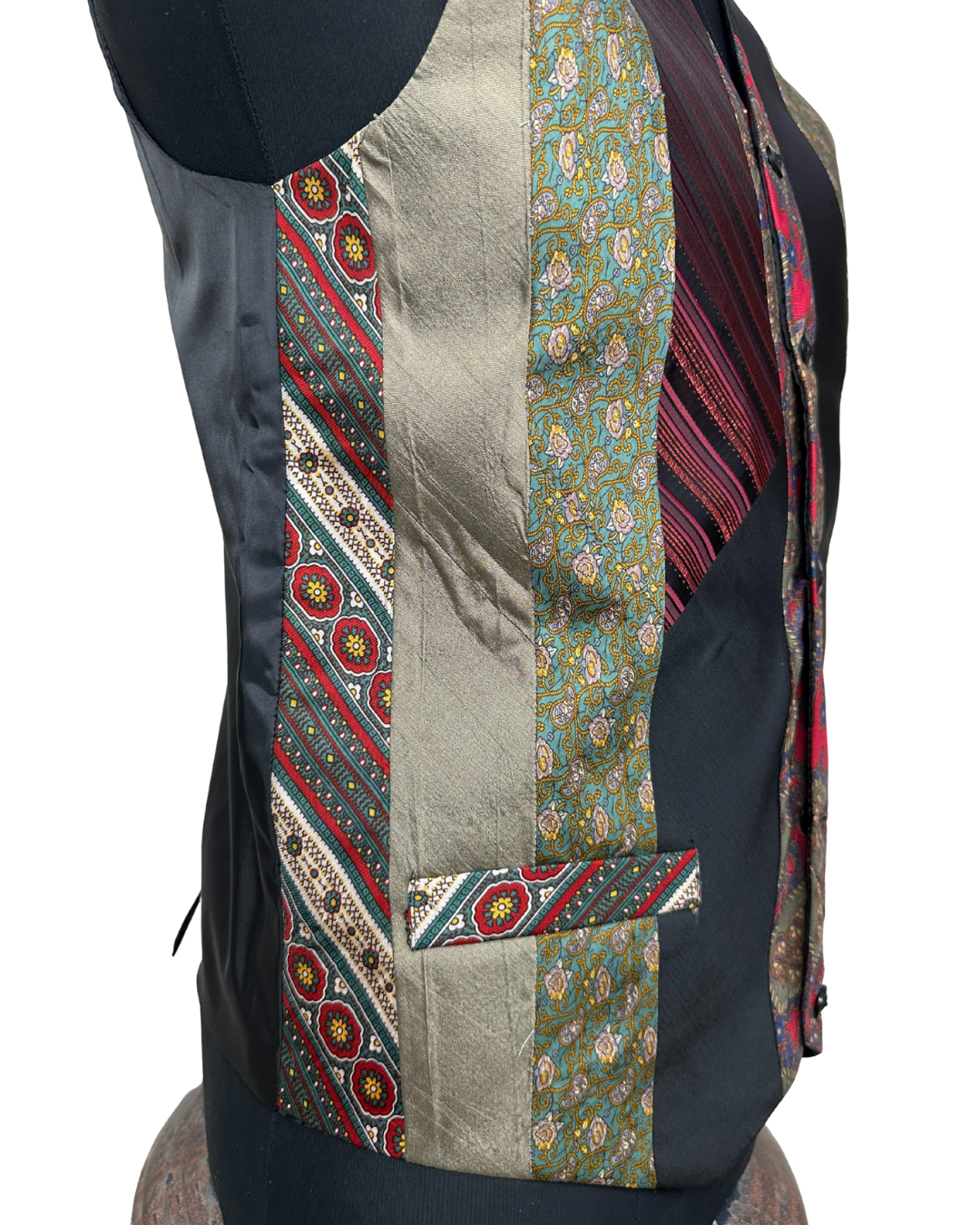 Retied Unisex Upcycled Neckties Vest Medium