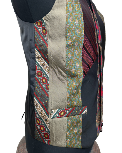 Retied Unisex Upcycled Neckties Vest Medium