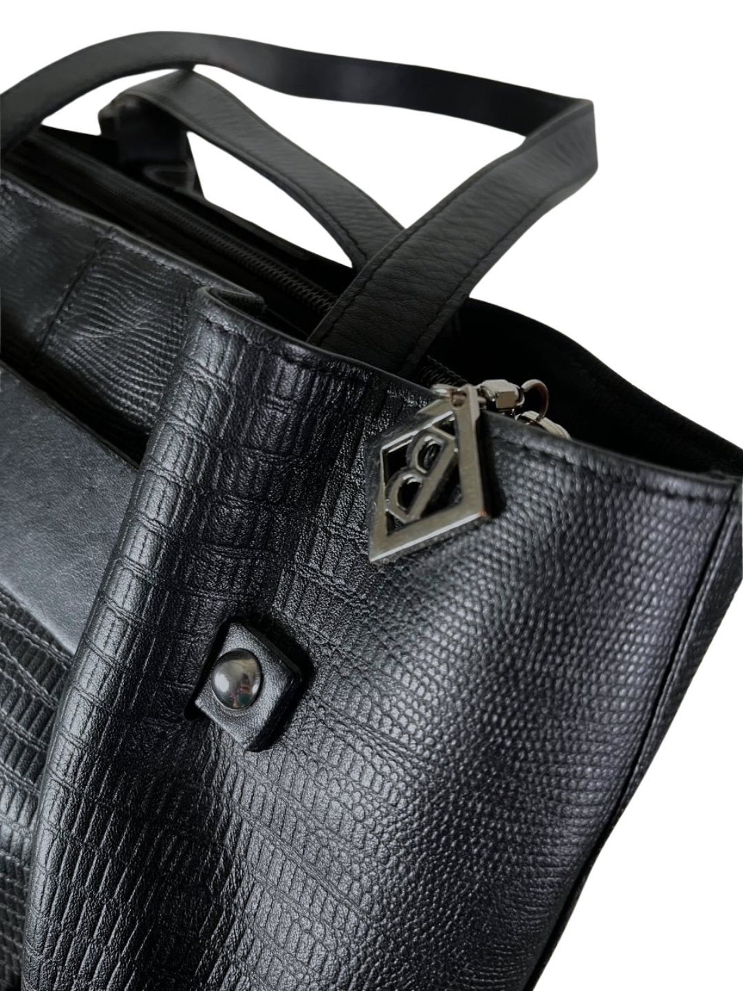 Genuine Leather Shoulder Bag with Belt Detailing