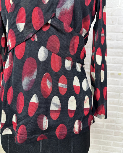 2000s Abstract Print Wrap-Style Fitted Top