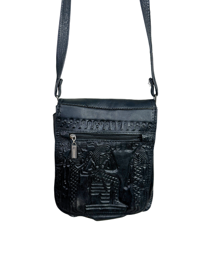 Vintage Embossed Pharaonic Genuine Leather Crossbody Bag