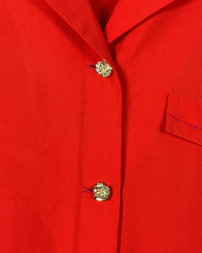 Vintage Women's Shirt with Floral Golden Buttons 3XL