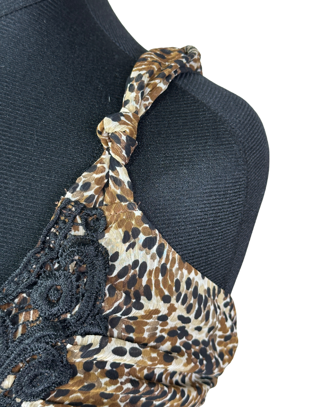 Y2K Leopard Cami Top with Back Tie Detail Medium