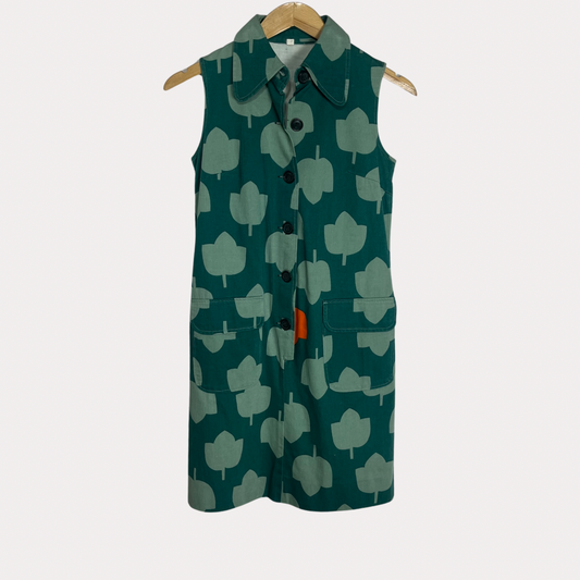 Vintage Green Leaf Pattern Dress