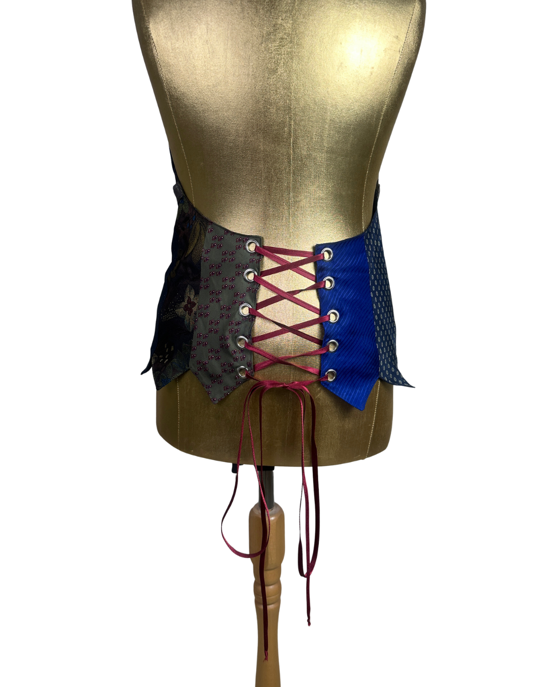 Handmade Upcycled Halter Corset-Back Vest Top  & Choker