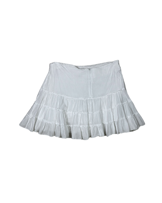 Kenvelo Tiered Mini Skirt with Embroidered Waistband - Medium