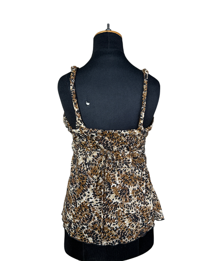 Y2K Leopard Cami Top with Back Tie Detail Medium