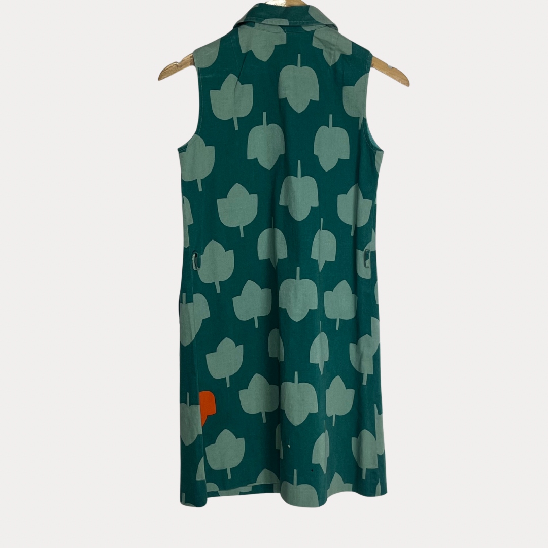 Vintage Green Leaf Pattern Dress