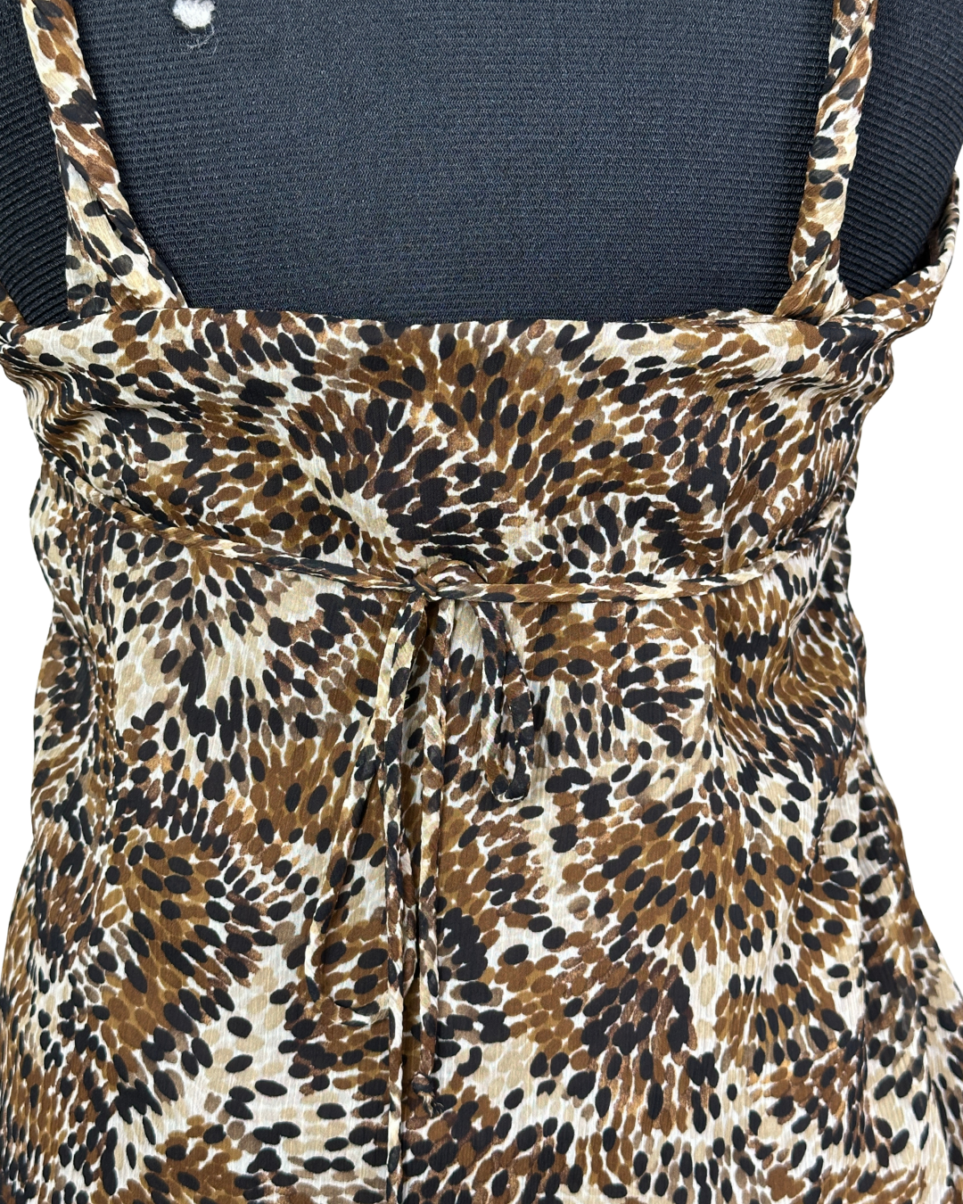 Y2K Leopard Cami Top with Back Tie Detail Medium