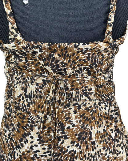 Y2K Leopard Cami Top with Back Tie Detail Medium