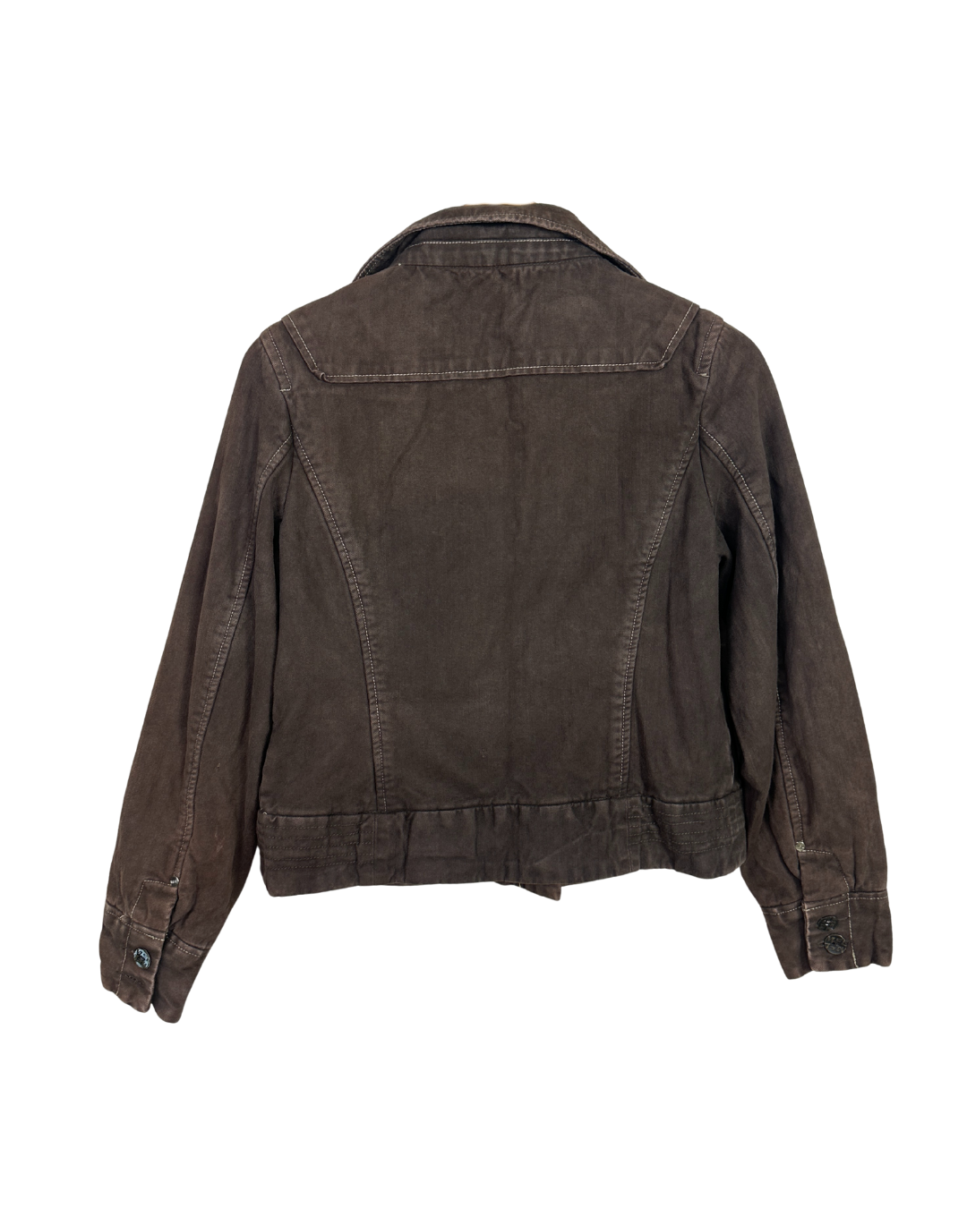 Vintage Brown Denim Jacket with Plaid Lining - Women's Large