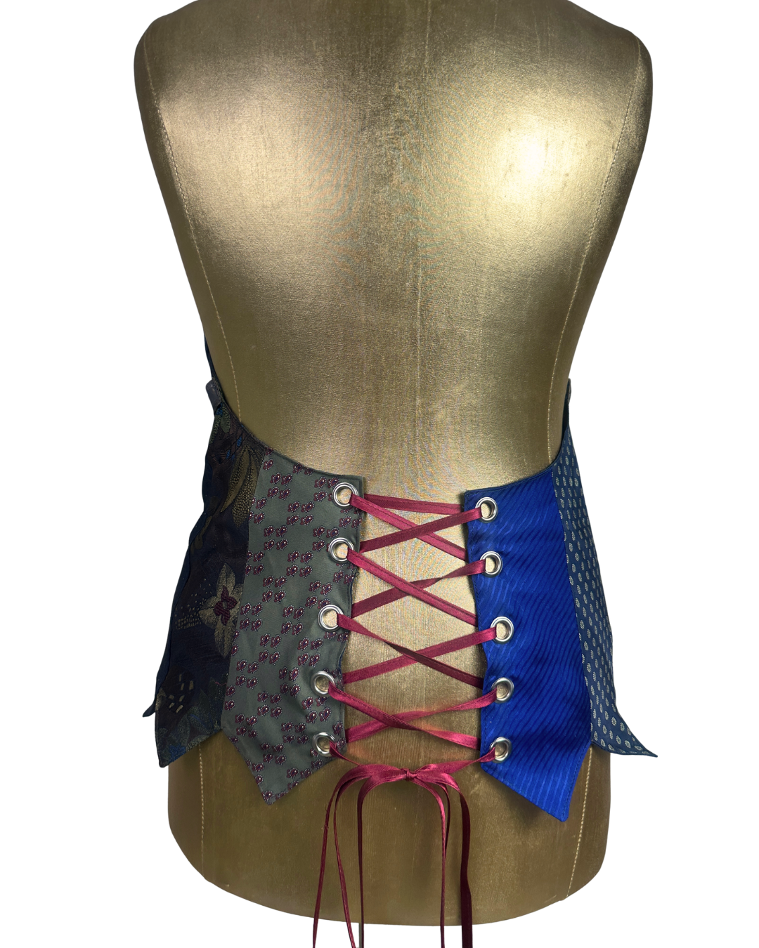 Handmade Upcycled Halter Corset-Back Vest Top  & Choker