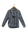Blue Leopard Pattern Shirt with Scarf - Small