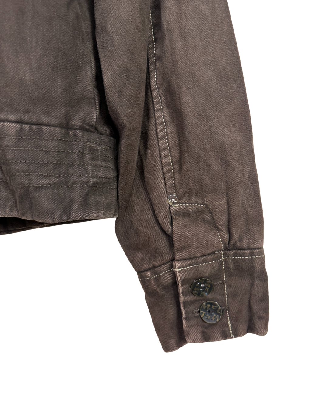 Vintage Brown Denim Jacket with Plaid Lining - Women's Large