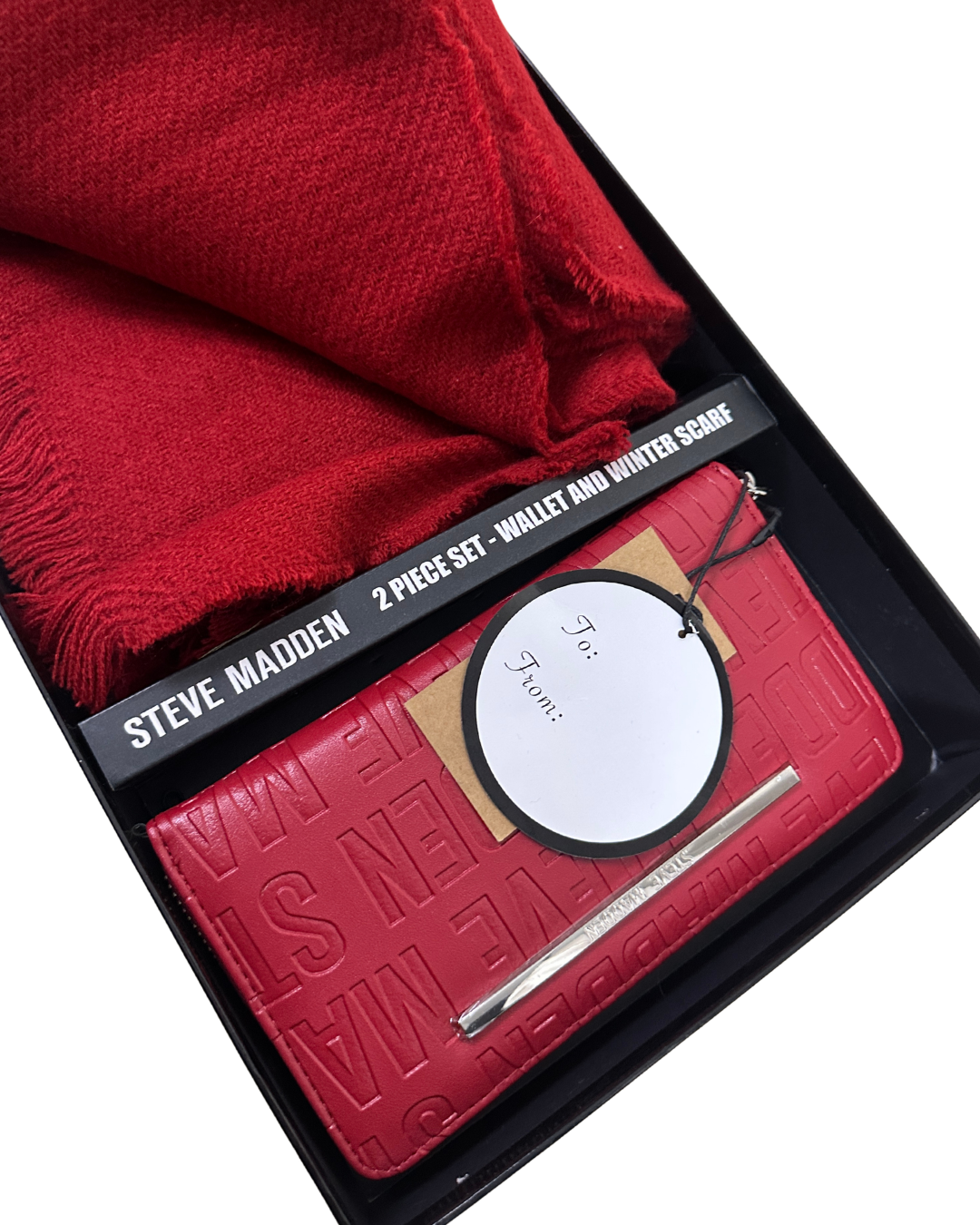 NWT Steve Madden Embossed Wallet & Fringed Scarf Set
