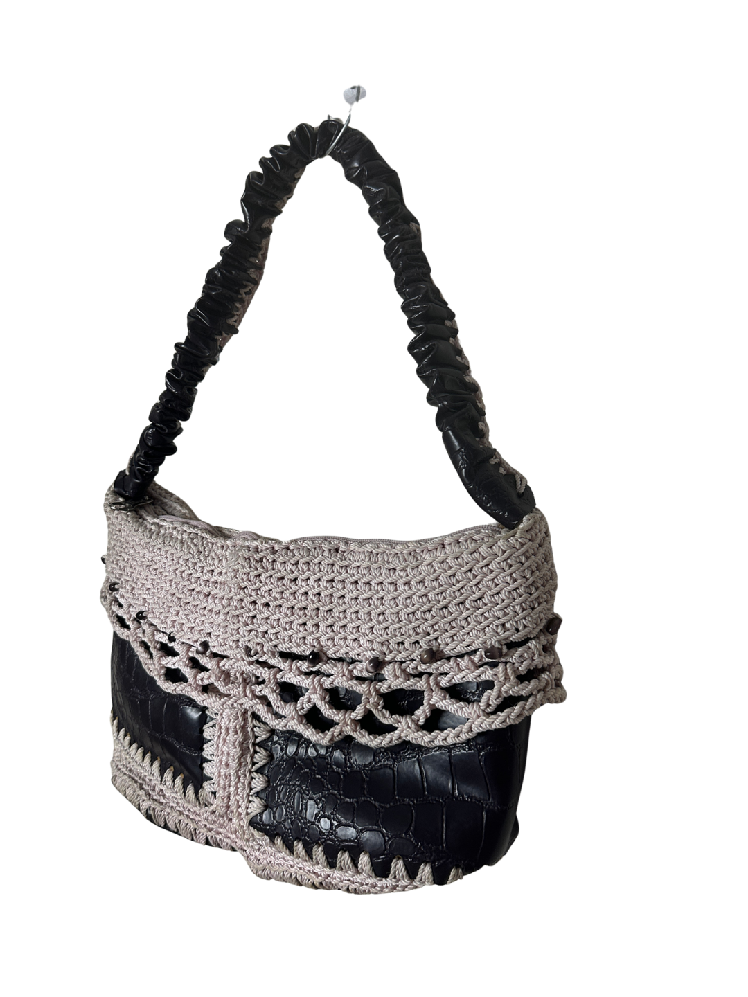 Tricot and Leather Shoulder Bag
