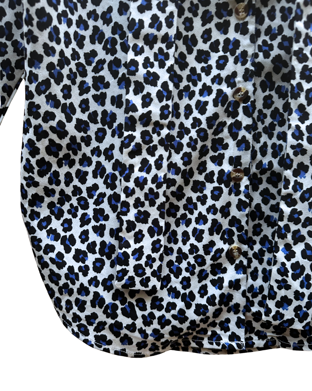 Blue Leopard Pattern Shirt with Scarf - Small