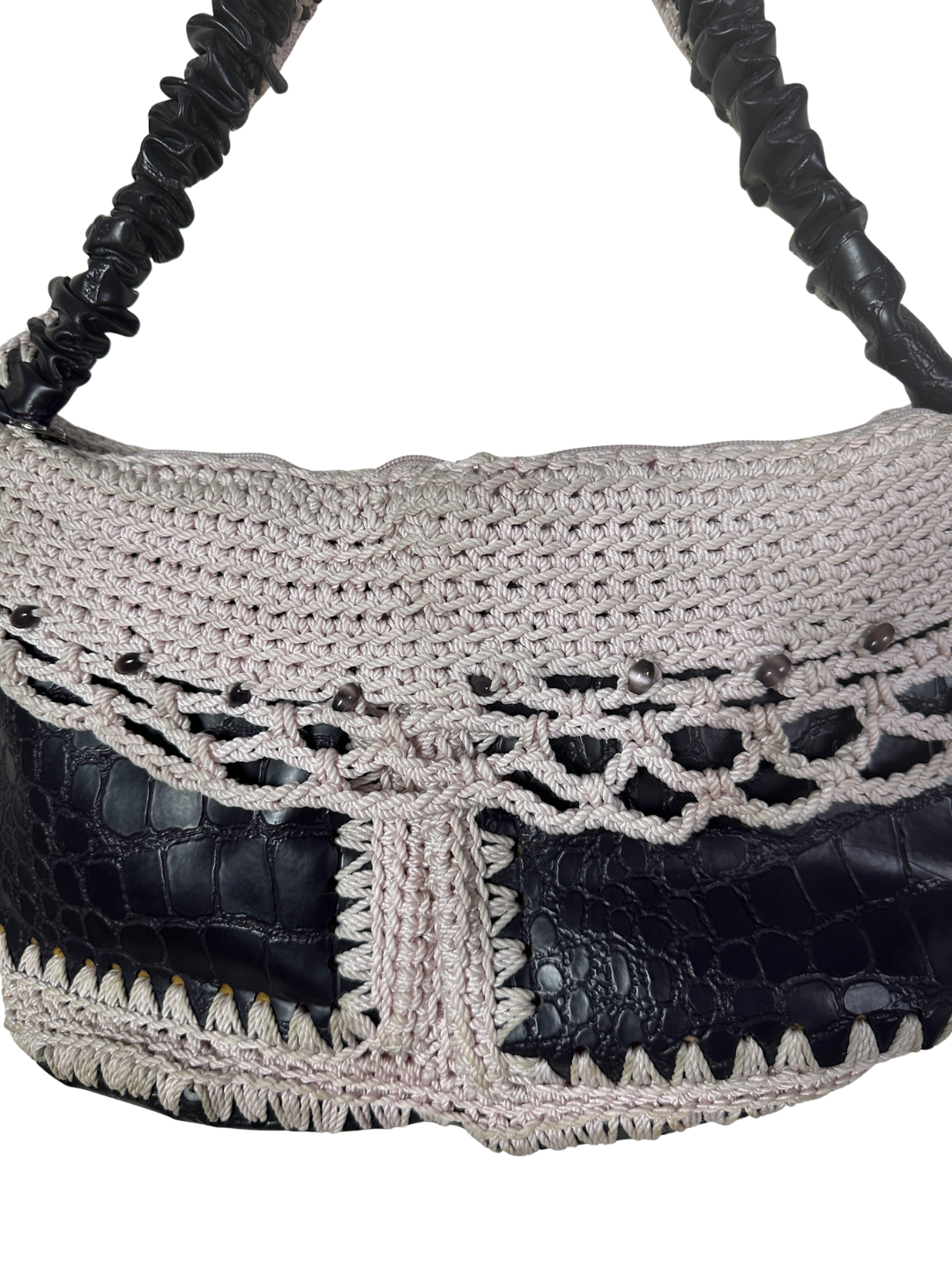 Tricot and Leather Shoulder Bag