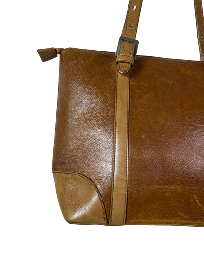 Vintage Rice Bird Genuine Leather Tote Bag