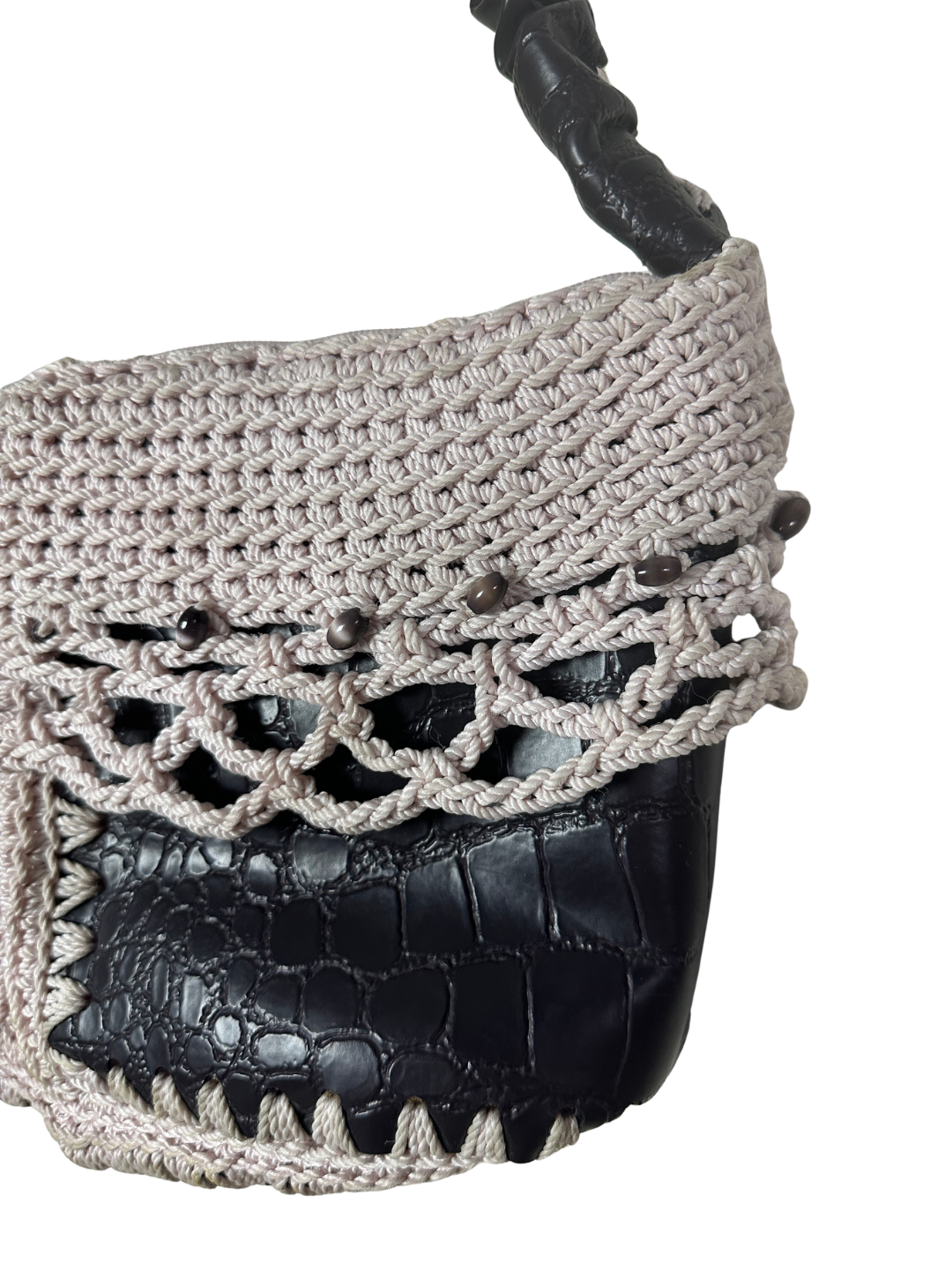 Tricot and Leather Shoulder Bag