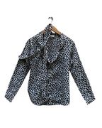 Blue Leopard Pattern Shirt with Scarf - Small
