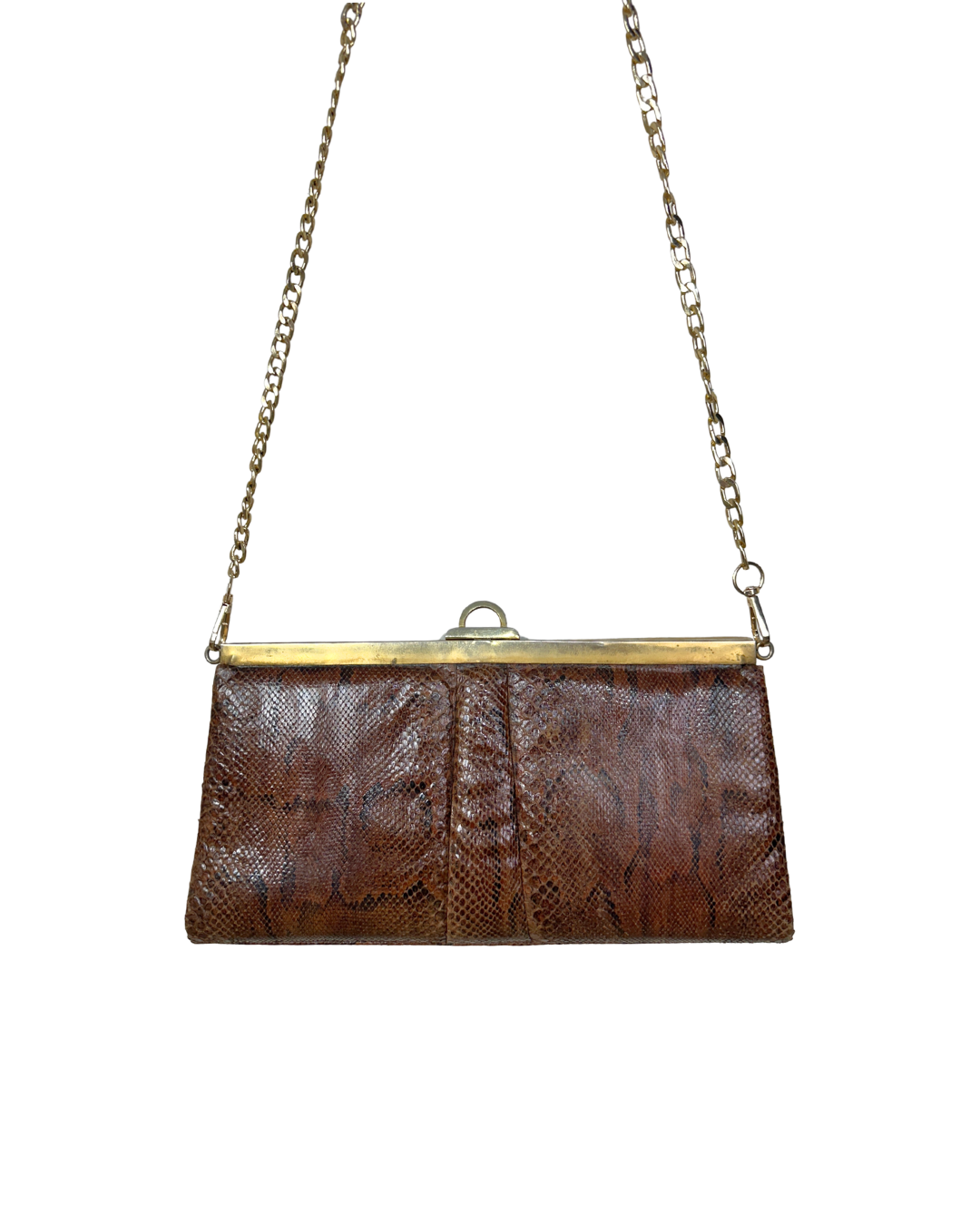 Vintage 1970s Genuine Snakeskin with Gold Chain Strap
