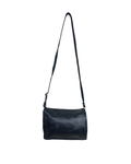Genuine Leather Embossed Egyptian Motif Black Crossbody Bag