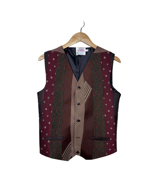 Retied Unisex Upcycled Necktie Vest - Medium