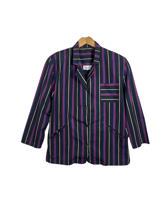 Vintage Sint & Si 90s Women's Striped Light Blazer Shirt L/XL
