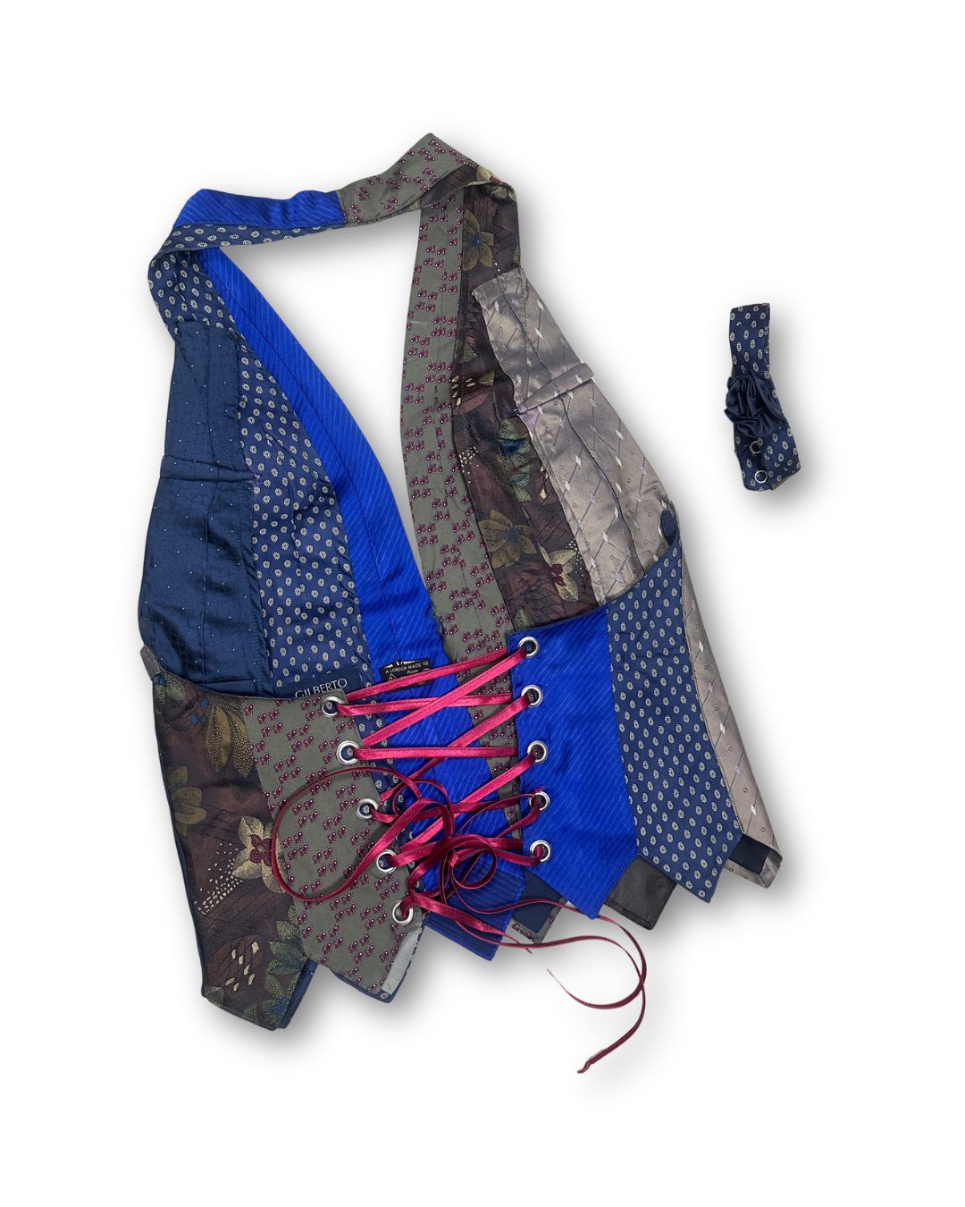 Handmade Upcycled Halter Corset-Back Vest Top  & Choker